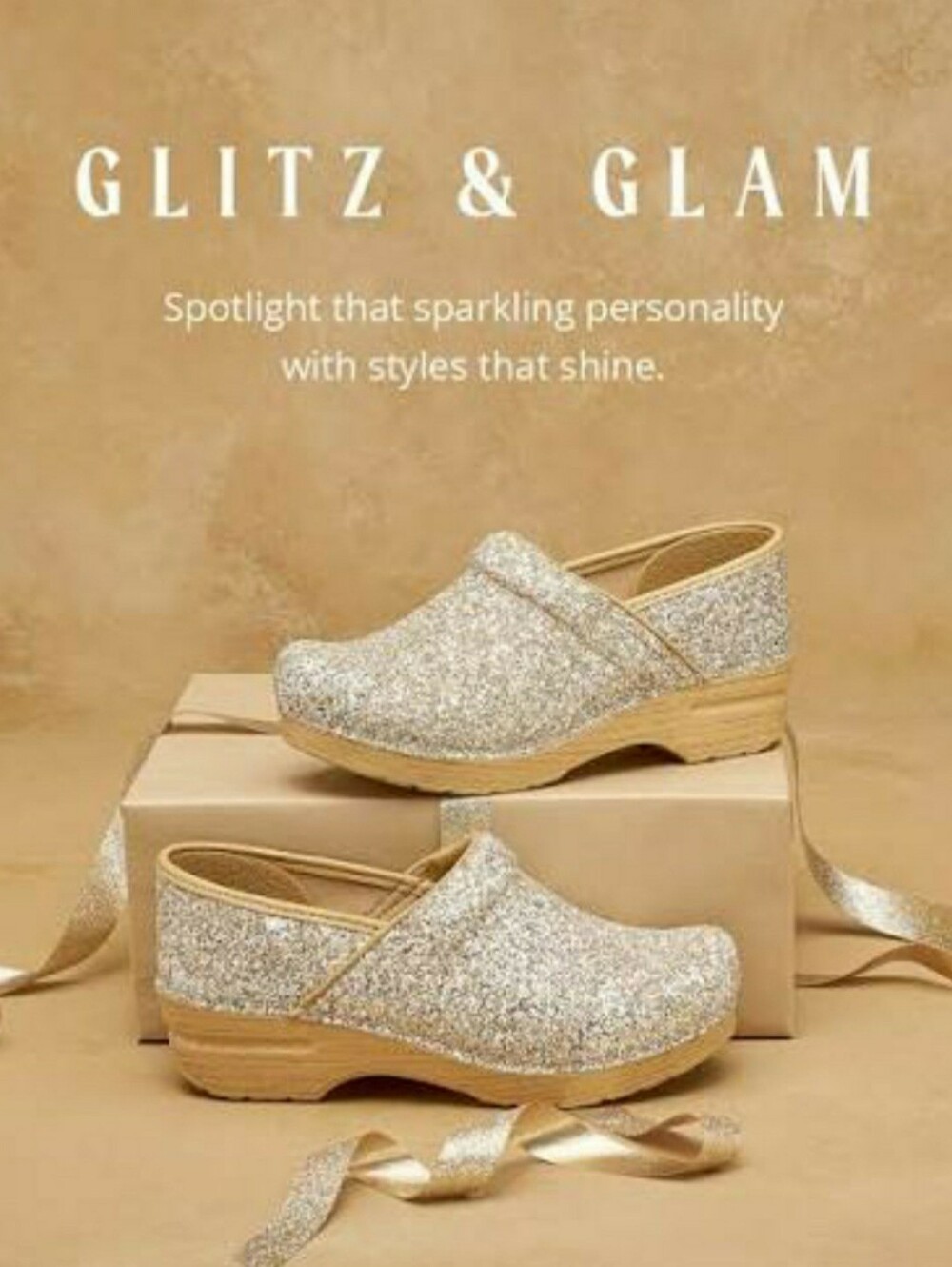 Champagne Dansko Pro Glitter Clogs Sparkling Festive🌟Playful Flirty Boho Chic🌙 - Picture 3 of 11